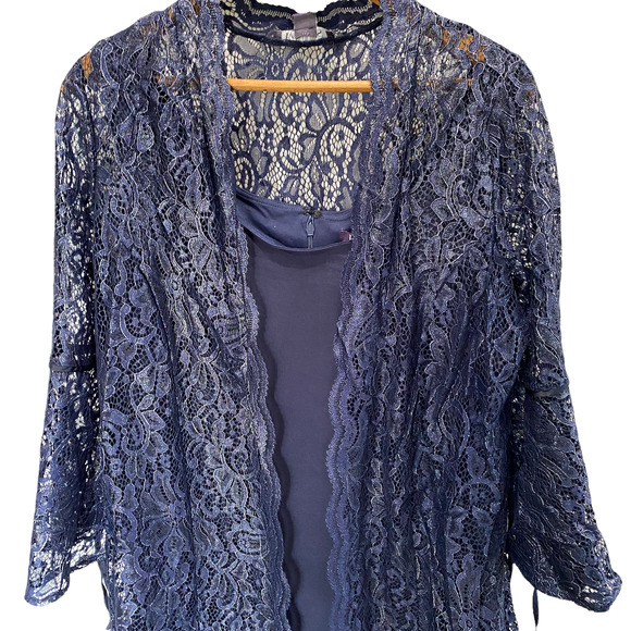 Roaman’s 2pc Navy Dress & Lace Cover Jacket 14W - Picture 5 of 14